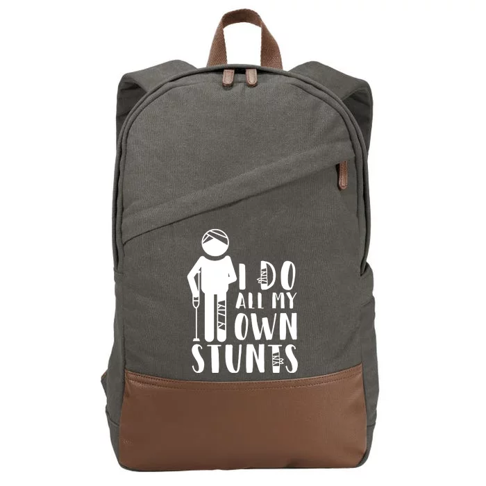 I Do All My Own Stunts Stick Figure Cotton Canvas Backpack