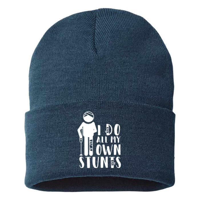 I Do All My Own Stunts Stick Figure Sustainable Knit Beanie