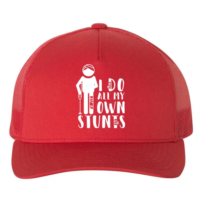 I Do All My Own Stunts Stick Figure Yupoong Adult 5-Panel Trucker Hat