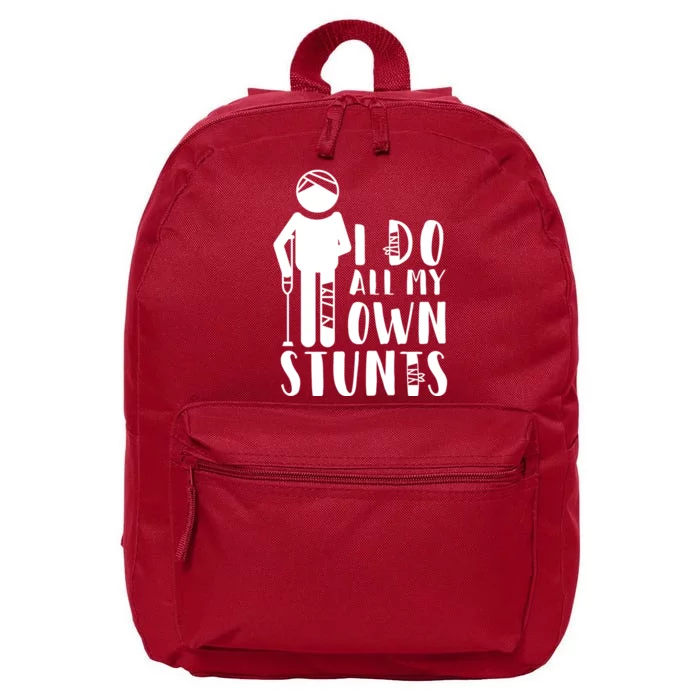 I Do All My Own Stunts Stick Figure 16 in Basic Backpack