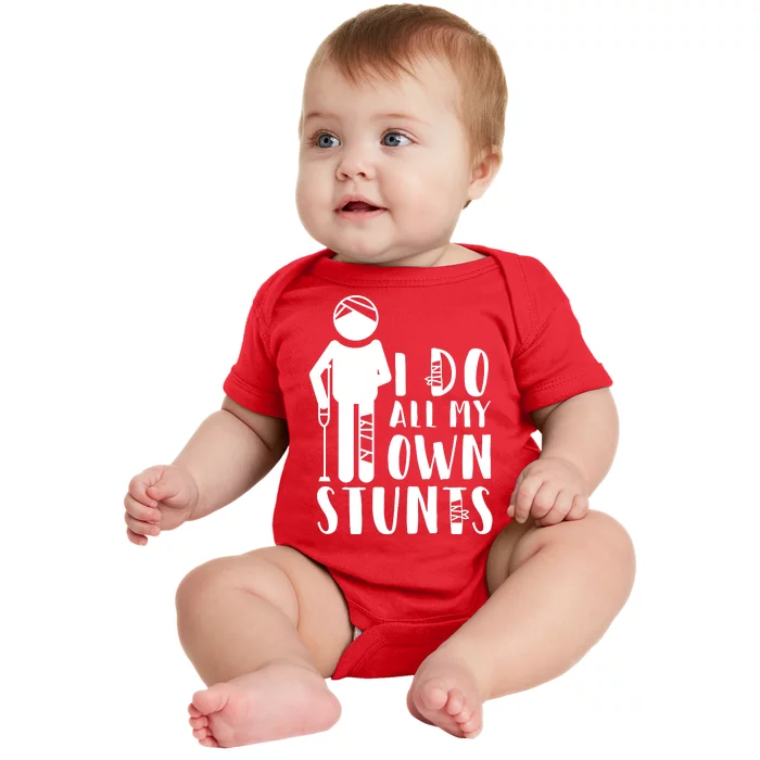 I Do All My Own Stunts Stick Figure Baby Bodysuit