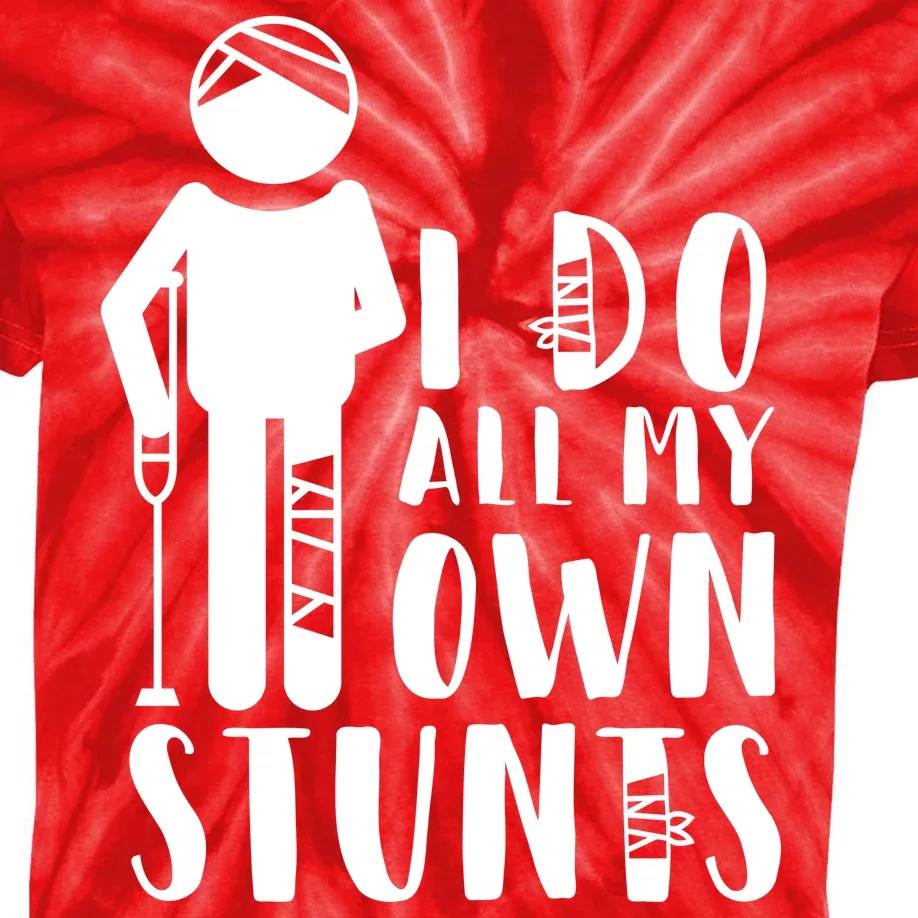 I Do All My Own Stunts Stick Figure Kids Tie-Dye T-Shirt