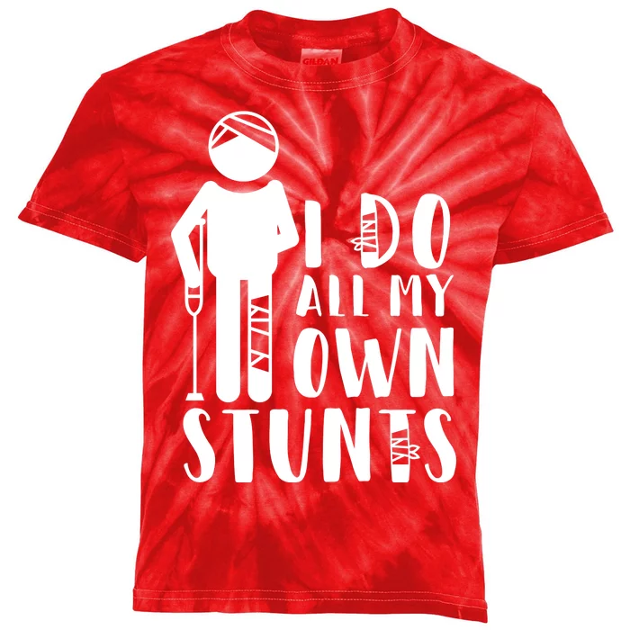 I Do All My Own Stunts Stick Figure Kids Tie-Dye T-Shirt