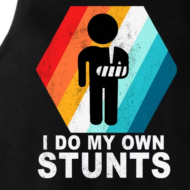 I Do My Own Stunts Retro Funny Meme Ladies Tri-Blend Wicking Tank