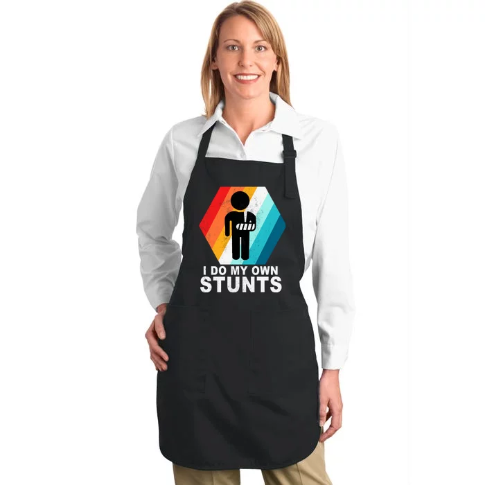 I Do My Own Stunts Retro Funny Meme Full-Length Apron With Pocket