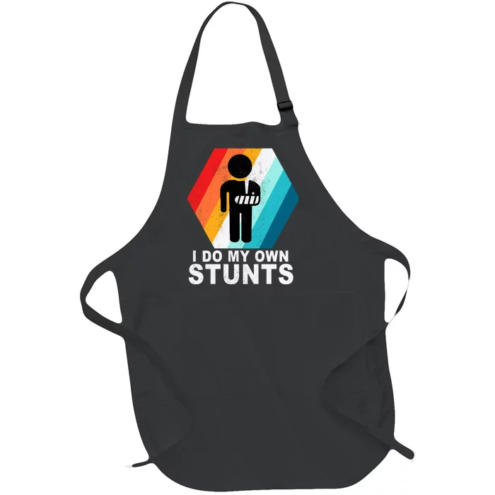 I Do My Own Stunts Retro Funny Meme Full-Length Apron With Pocket