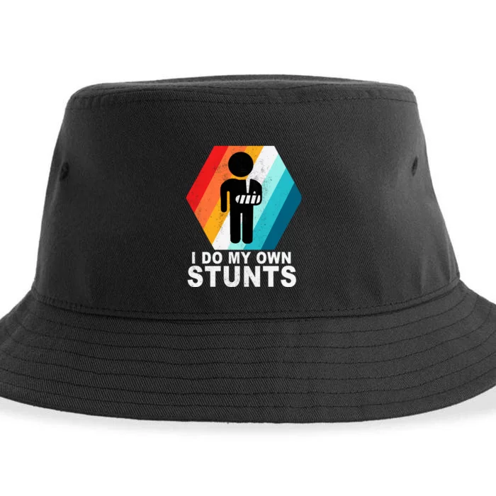 I Do My Own Stunts Retro Funny Meme Sustainable Bucket Hat