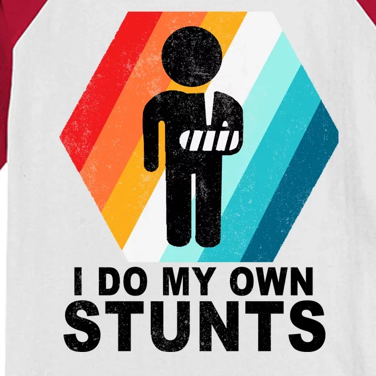 I Do My Own Stunts Retro Funny Meme Kids Colorblock Raglan Jersey