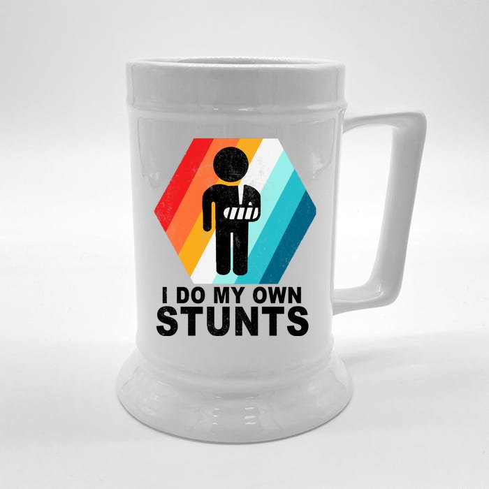 I Do My Own Stunts Retro Funny Meme Front & Back Beer Stein