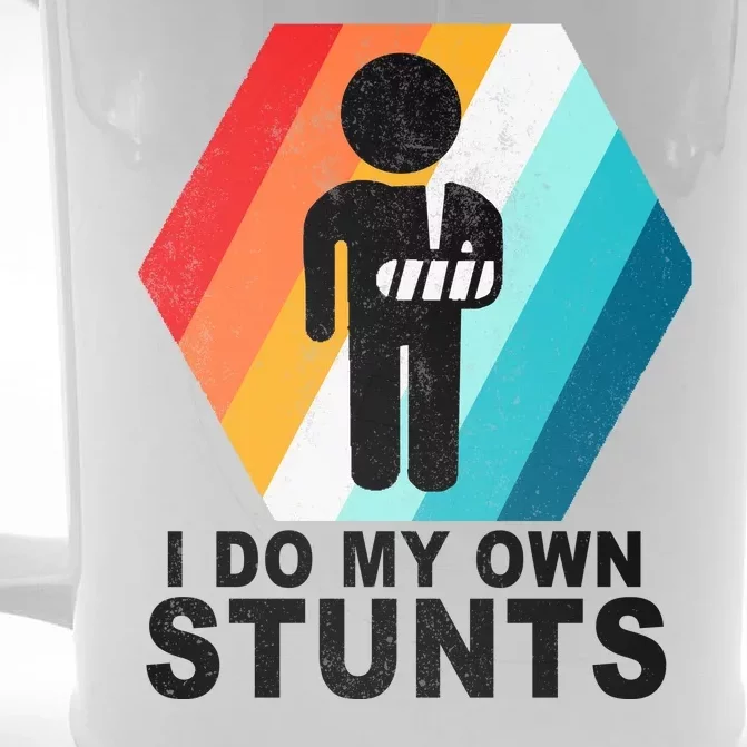 I Do My Own Stunts Retro Funny Meme Front & Back Beer Stein