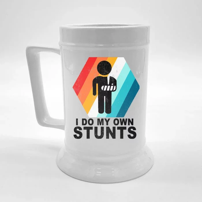 I Do My Own Stunts Retro Funny Meme Front & Back Beer Stein