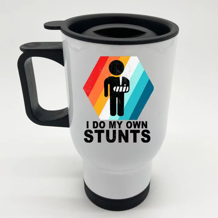 I Do My Own Stunts Retro Funny Meme Front & Back Stainless Steel Travel Mug