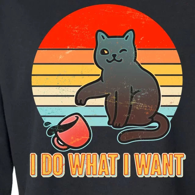 I Do What I Want Bad Cat Cropped Pullover Crew