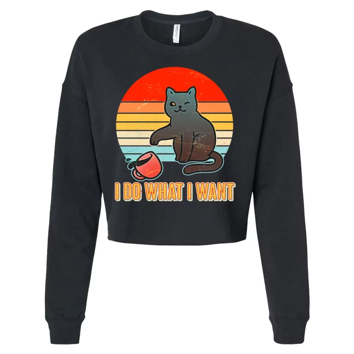 I Do What I Want Bad Cat Cropped Pullover Crew