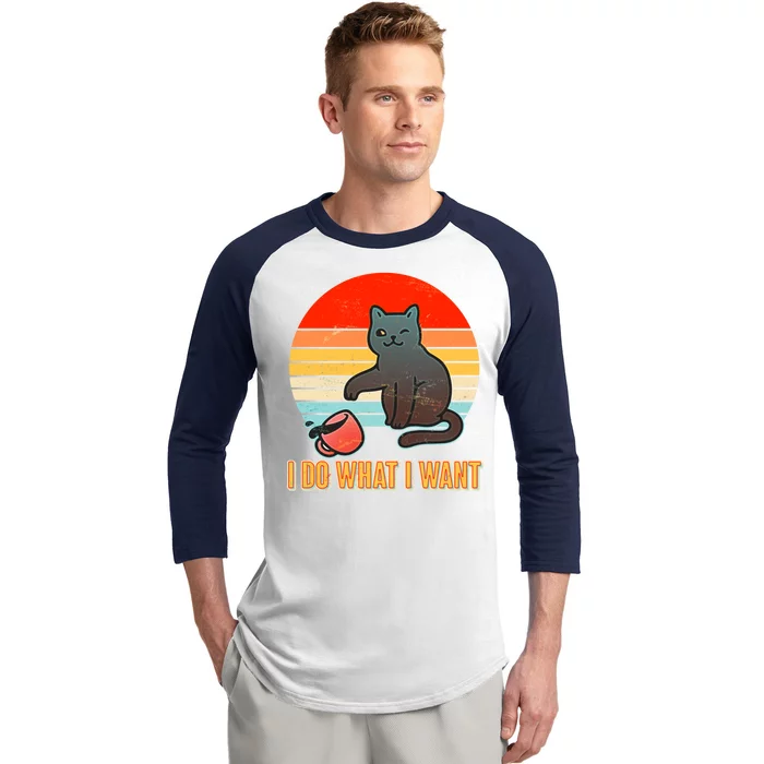 I Do What I Want Bad Cat Baseball Sleeve Shirt