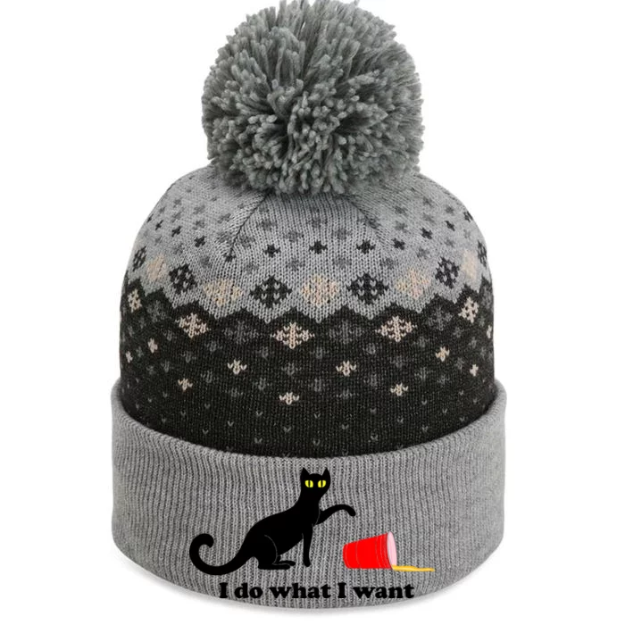 I Do What I Want Evil Cat The Baniff Cuffed Pom Beanie