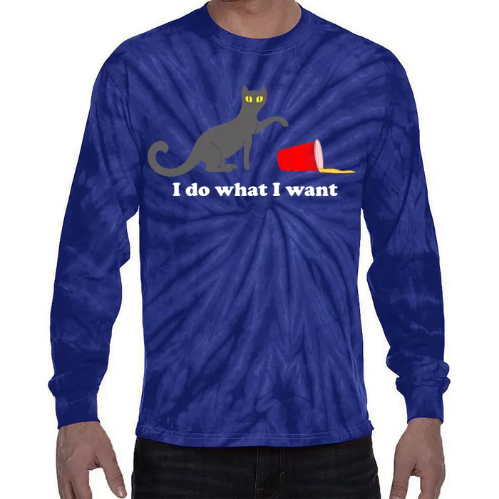 I Do What I Want Evil Cat Tie-Dye Long Sleeve Shirt