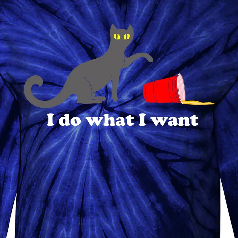 I Do What I Want Evil Cat Tie-Dye Long Sleeve Shirt