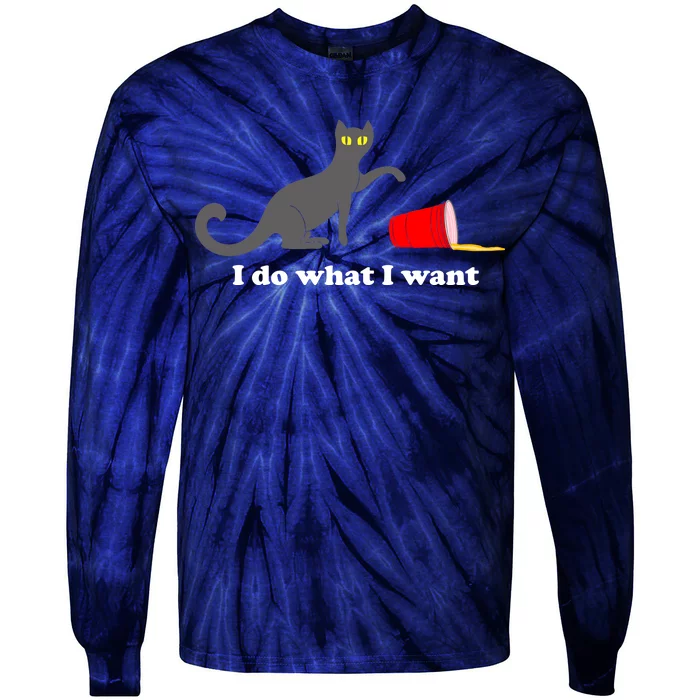 I Do What I Want Evil Cat Tie-Dye Long Sleeve Shirt