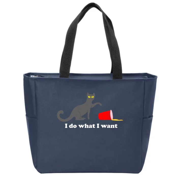 I Do What I Want Evil Cat Zip Tote Bag