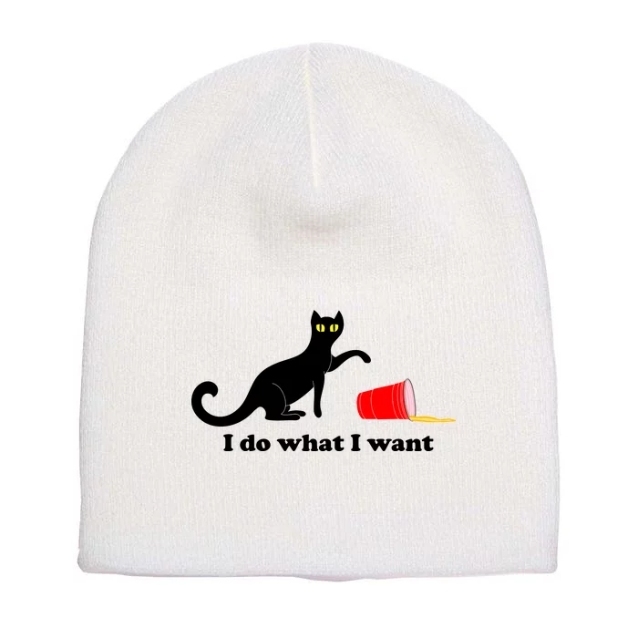 I Do What I Want Evil Cat Short Acrylic Beanie