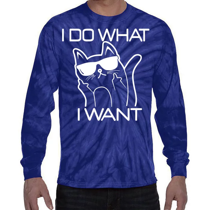 I Do What I Want Funny Cat Tie-Dye Long Sleeve Shirt