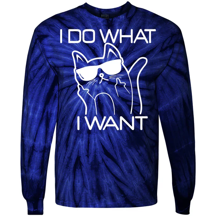 I Do What I Want Funny Cat Tie-Dye Long Sleeve Shirt