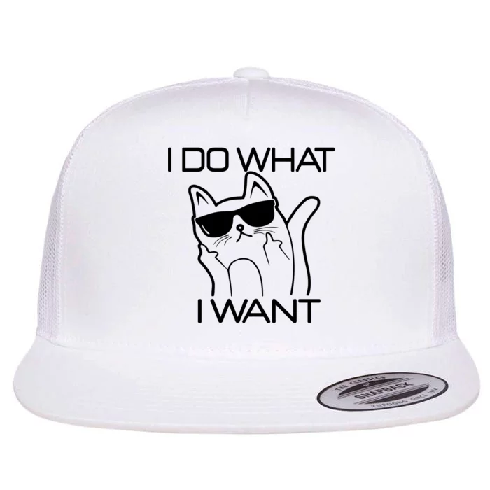 I Do What I Want Funny Cat Flat Bill Trucker Hat