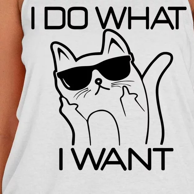 I Do What I Want Funny Cat Women's Knotted Racerback Tank