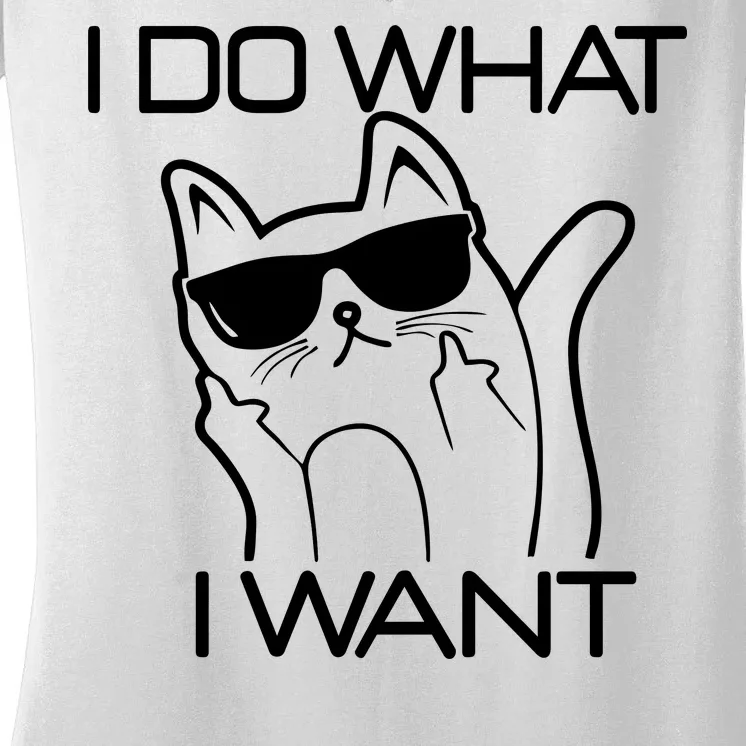 I Do What I Want Funny Cat Women's V-Neck T-Shirt