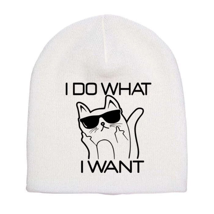 I Do What I Want Funny Cat Short Acrylic Beanie