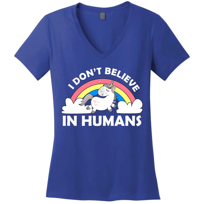 I Don't Believe In Humans Women's V-Neck T-Shirt