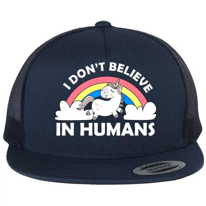 I Don't Believe In Humans Flat Bill Trucker Hat