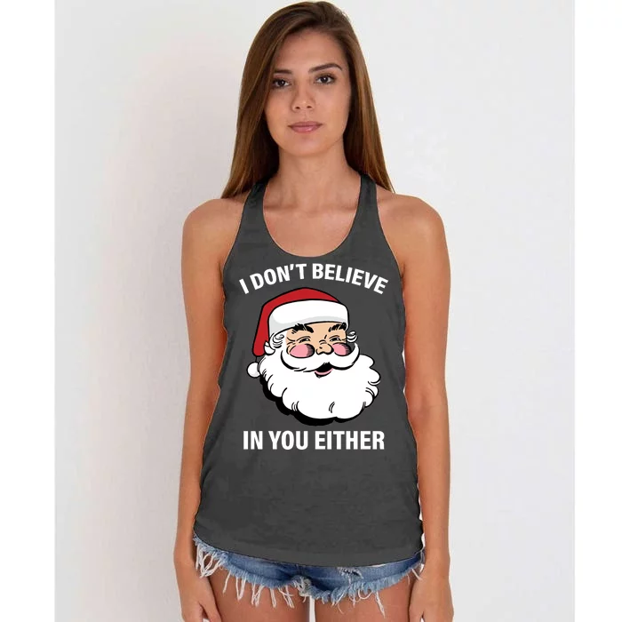 I Don't Believe In You Either X-Mas Women's Knotted Racerback Tank