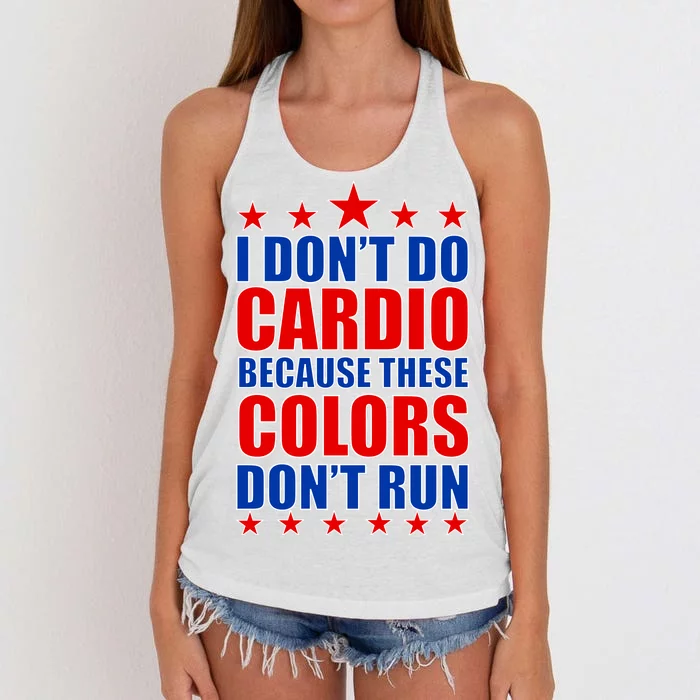 I Don't Do Cardio Because These Colors Don't Run Women's Knotted Racerback Tank