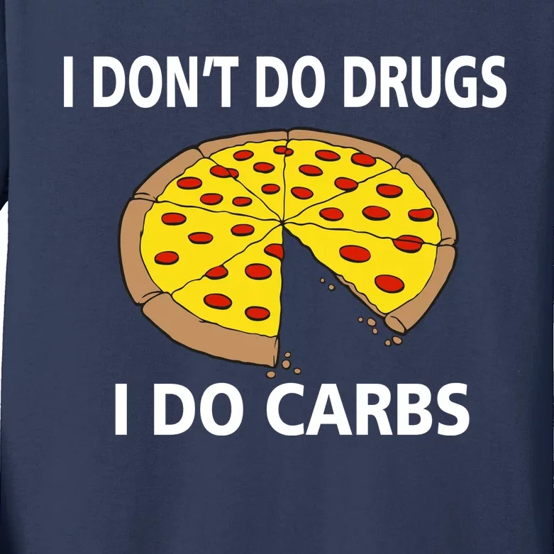 I Don't Do Drugs I Do Carbs Kids Long Sleeve Shirt