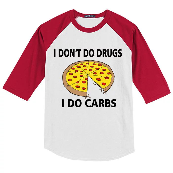 I Don't Do Drugs I Do Carbs Kids Colorblock Raglan Jersey