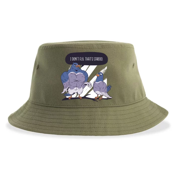 I Don't Fly That's Cardio Pigeon Funny Sustainable Bucket Hat