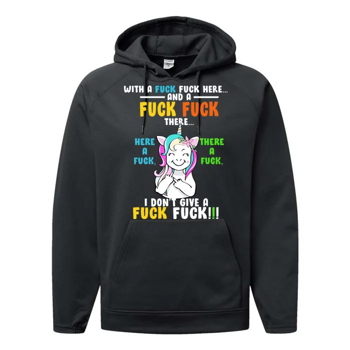 I Don't Give A Fuck Fuck Offensive Funny Unicorn Performance Fleece Hoodie