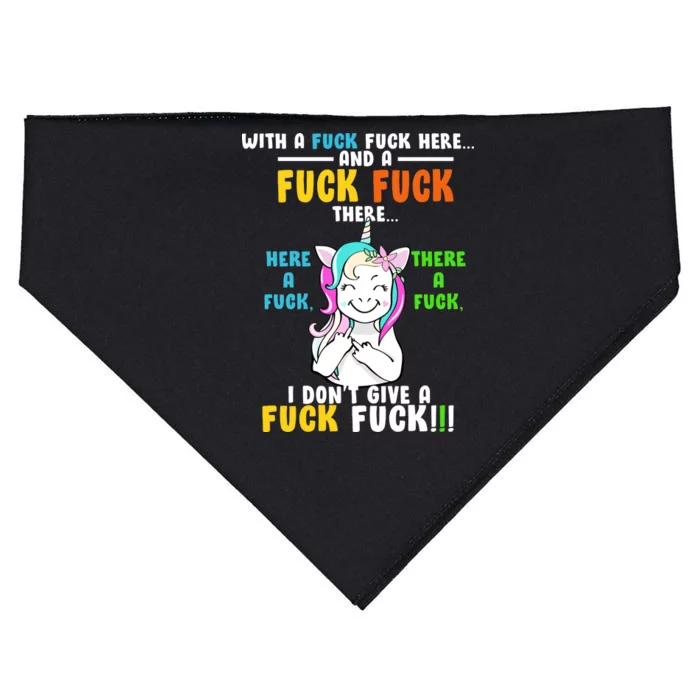 I Don't Give A Fuck Fuck Offensive Funny Unicorn USA-Made Doggie Bandana