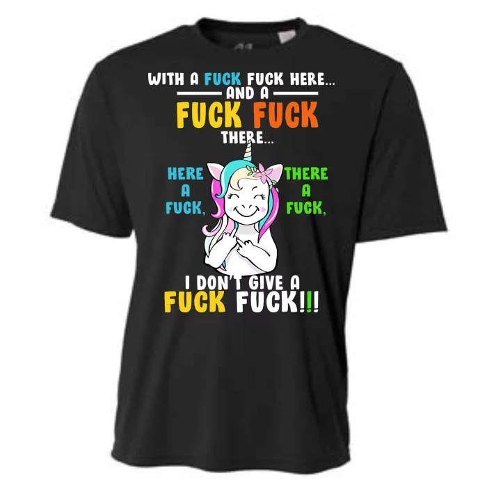 I Don't Give A Fuck Fuck Offensive Funny Unicorn Cooling Performance Crew T-Shirt