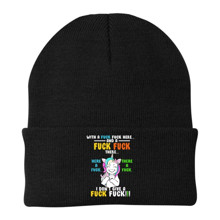 I Don't Give A Fuck Fuck Offensive Funny Unicorn Knit Cap Winter Beanie