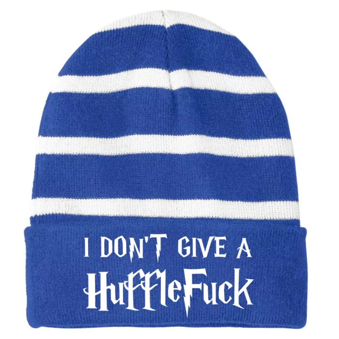 I Don't Give A HuffleFuck Striped Beanie with Solid Band