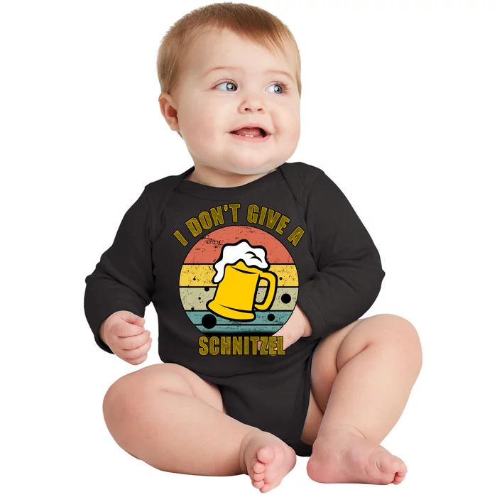 I Don't Give A Schnitzel Funny Oktoberfest Beer Baby Long Sleeve Bodysuit