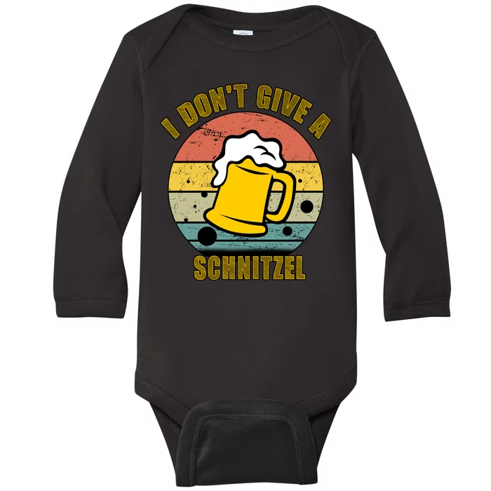 I Don't Give A Schnitzel Funny Oktoberfest Beer Baby Long Sleeve Bodysuit