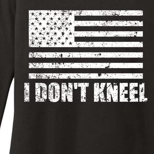 I Dont Kneel Distressed USA Flag Womens CVC Long Sleeve Shirt