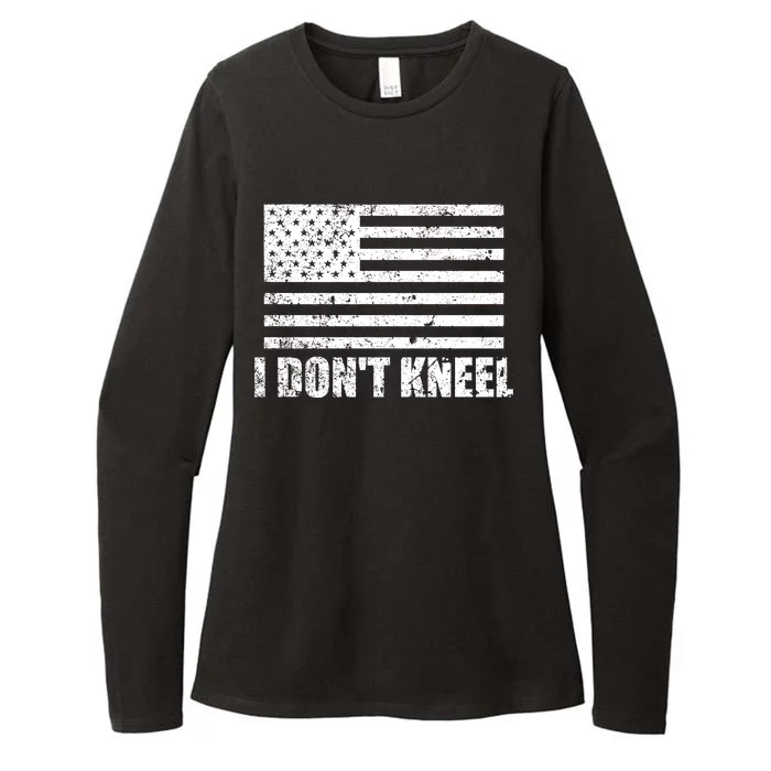 I Dont Kneel Distressed USA Flag Womens CVC Long Sleeve Shirt