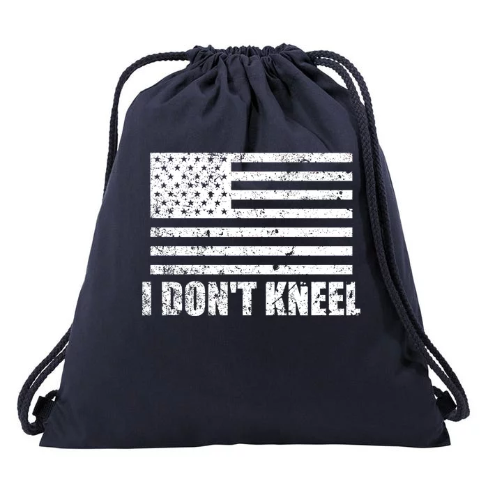 I Dont Kneel Distressed USA Flag Drawstring Bag