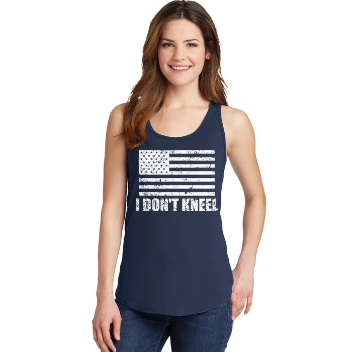 I Dont Kneel Distressed USA Flag Ladies Essential Tank