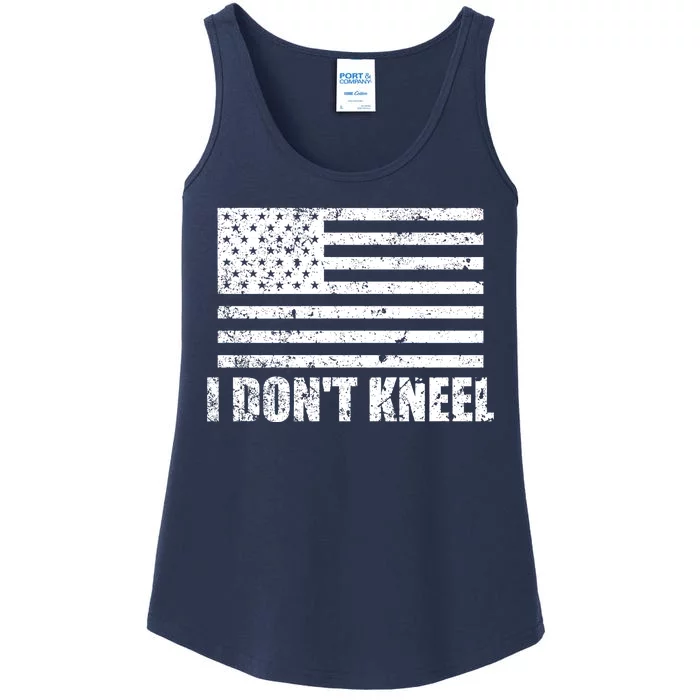 I Dont Kneel Distressed USA Flag Ladies Essential Tank